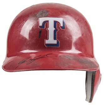 1998 Ivan "Pudge" Rodriguez Game Used & Signed Texas Rangers Batting Helmet (JT Sports & PSA/DNA)